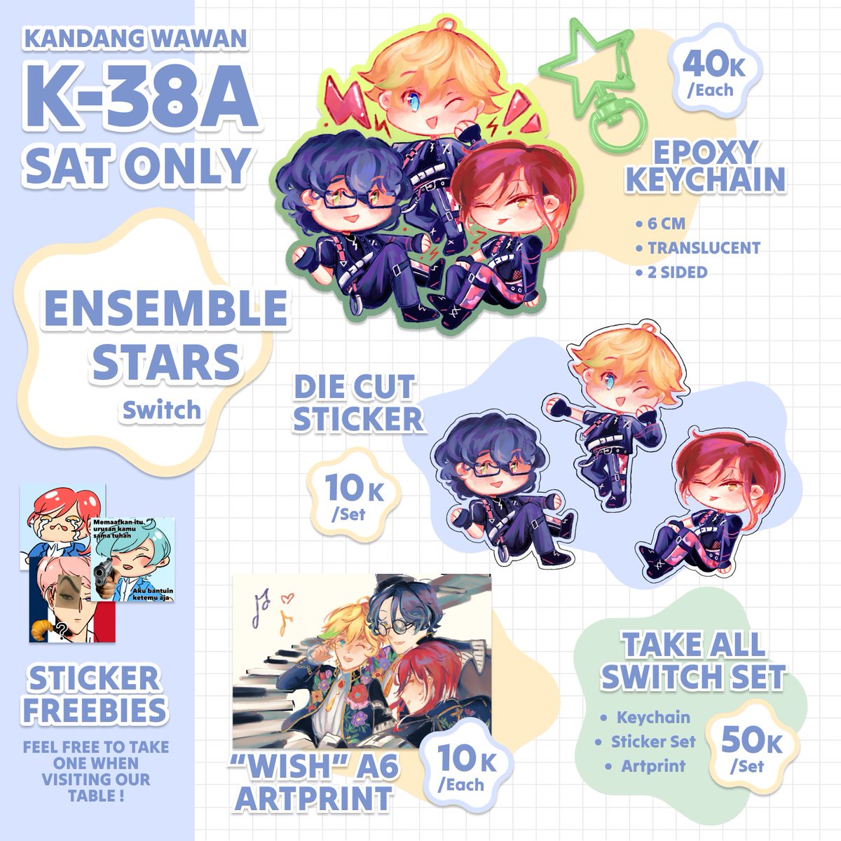 worldearest's tweet photo. [ RTs &amp; likes appreciated ❤️ ] 
🌕 CF22 CATALOGUE 🌕

OTS only 

🗓   Day 1 Only (Saturday 16 May)
📍 Kandang Wawan K-38A
🌕 Honkai Star Rail / HSR ( Voidwelt, Astral Express), Ensemble Stars (Switch)

#cf22 #commifuro22 https://t.co/p0RuUZOpuc
