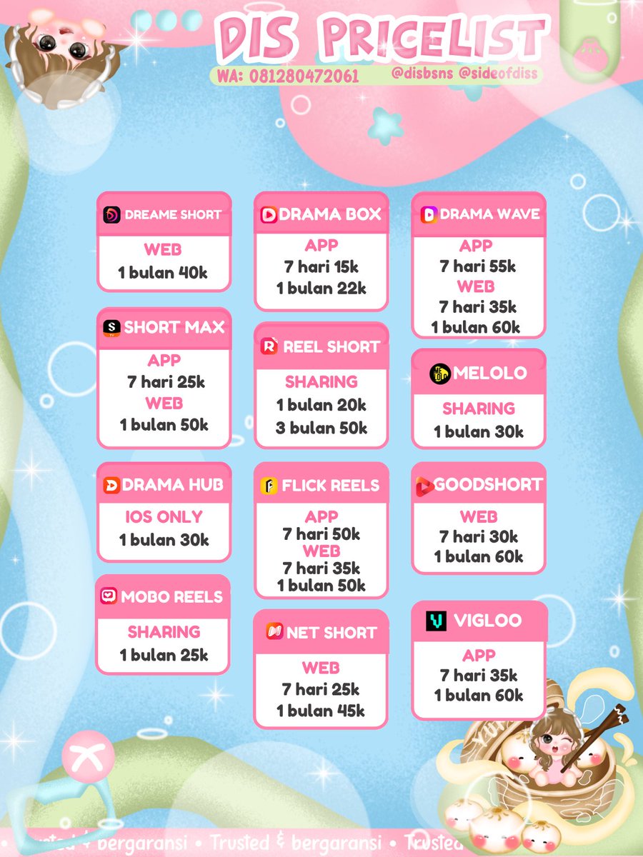 cewgiils's tweet photo. cari apprem trusted dan murah?

yuk sini ready n3tflix c4nv4 youtub3 disn3y v1d1o ch4tgpt ada apprem cina juga dr4m4box dr4mawave r3elshort fl1ckr3els v1gloo mobor3els dll

since 2020
fastrespon on wa link dibio / wa 081280472061
#bealanja inara siangall elsyifa https://t.co/y894XVkLjp