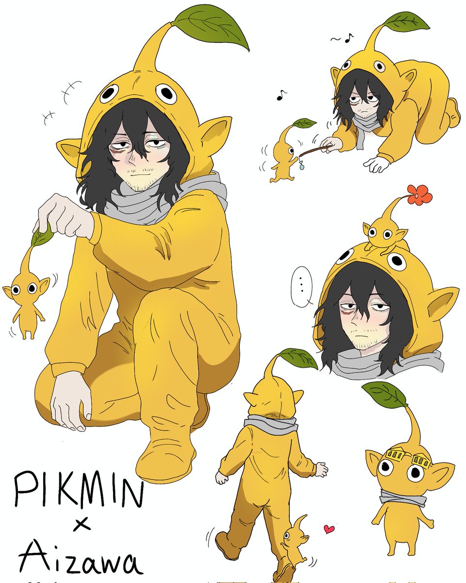Y0707110870825's tweet photo. Aizawa put on a Pikmin sleeping bag and ended up getting tangled up with the Pikmin. https://t.co/S2xHi3Z6N2