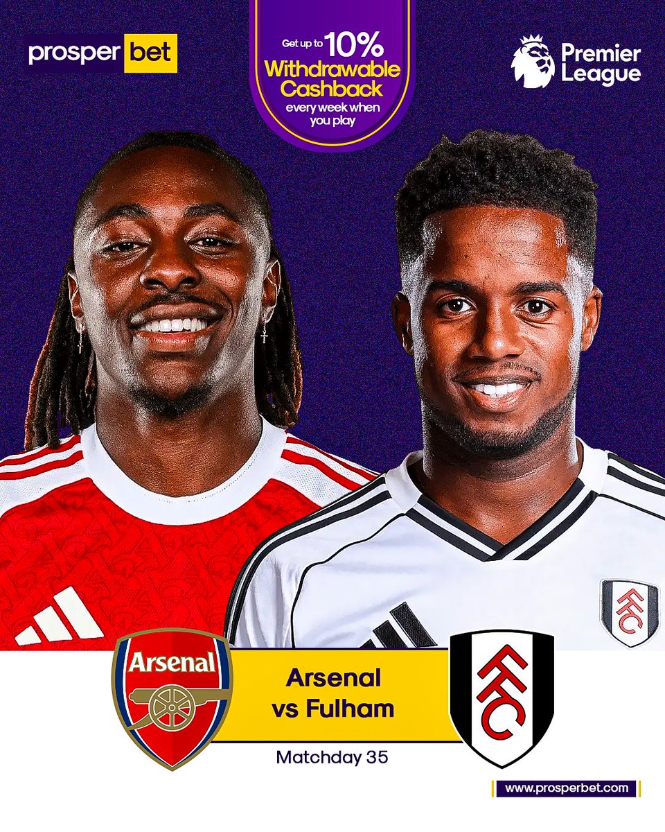 ProsperbetHQ's tweet image. Arsenal need all 3 points in today's London Derby vs Fulham at the Emirates to keep the title race on fire. No room for slip-ups. Who's your money on? 🔥
 
Visit prosperbet.com and get up to 10% withdrawable cashback every week when you play!
 
#EPL #PremierLeague