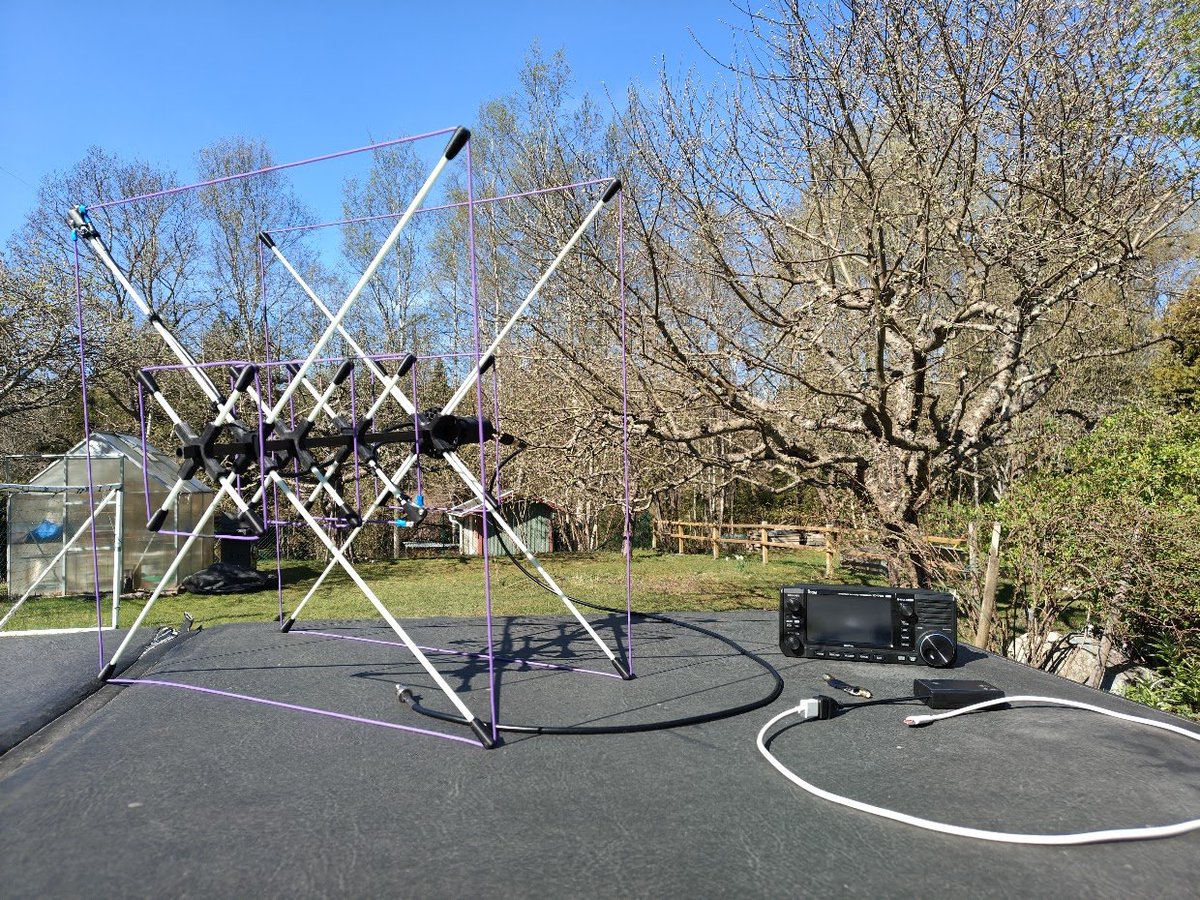 amsat_sm's tweet photo. Some portable tests today with Quad yagi from @fwcubelabs Tested with and without LNA. Unfortunately my backyard is not the best test site with lot of surrounding buildings. #amsat https://t.co/kxT3yu9cjc