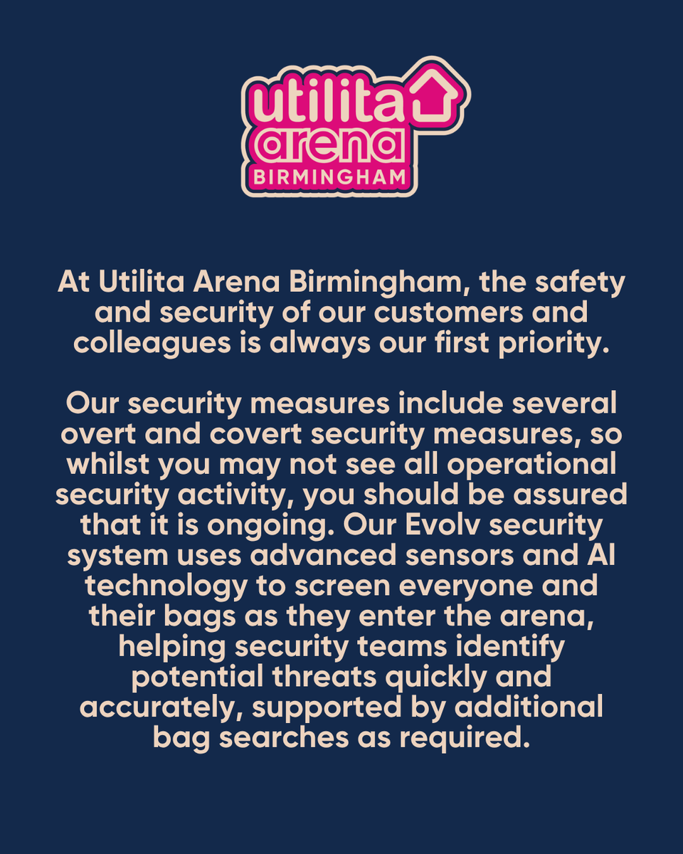 UtilitaArenaBHM's tweet photo. For more information about our security measures, please
visit: https://t.co/IXSvBZzNj8 https://t.co/JO0Njko7sk