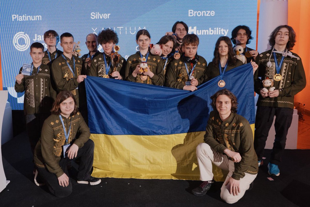 Gerashchenko_en's tweet photo. Ukrainian students win the first European Mathematical Olympiad!

Two teams from Ukraine - the senior and junior divisions - participated in the competition. In total, the 12 participants secured 8 medals: 3 gold and 5 bronze. Overall, the event featured 124 representatives from 19 countries.

The Olympiad was organized for the first time through the initiative of Ukraine and Lithuania, with the participation of educational communities and international partners.
