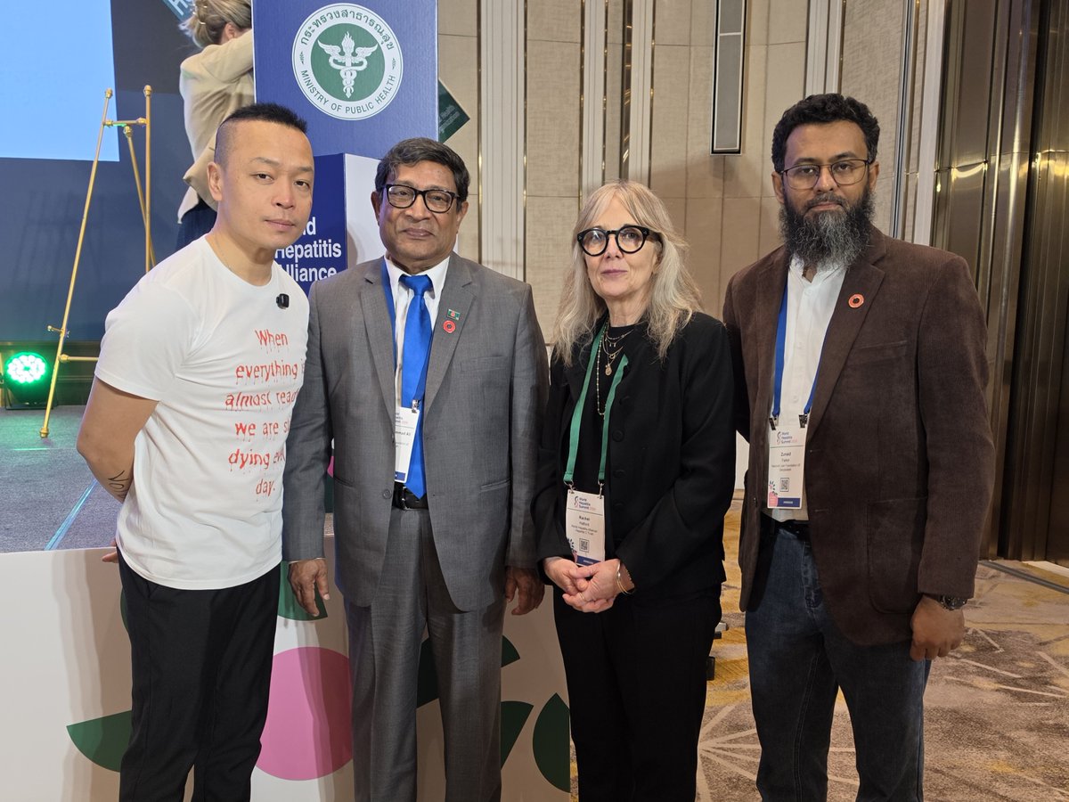 profmohammadali's tweet photo. A happy moment at #WHS2026, meeting all five Presidents of the @Hep_Alliance . Charles Gore, Dr. Su Wang, Danjuma Adda, Rachel Halford &amp; Dee Lee,  shaped the global hepatitis movement. Remember my engagement with  WHA since its inception. @bd_liver  is proud to be a part of this https://t.co/8pC6lcePHQ