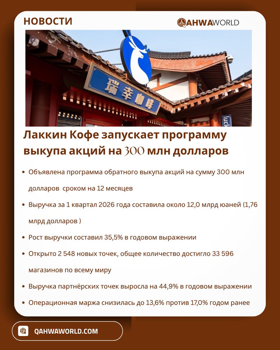 qahwaworld's tweet image. Luckin Coffee unveils $300M share buyback

Лаккин Кофе объявляет выкуп акций на 300 млн долларов США

لوكين كوفي تكشف عن برنامج إعادة شراء أسهم بقيمة 300 مليون دولار

qahwaworld.com/news/luckin-co…

@luckincoffeeus  

#qahwaworld
#coffee
#عالم_القهوة
#القهوة
#قهوة_ورلد
#кафе
#кофе_мир