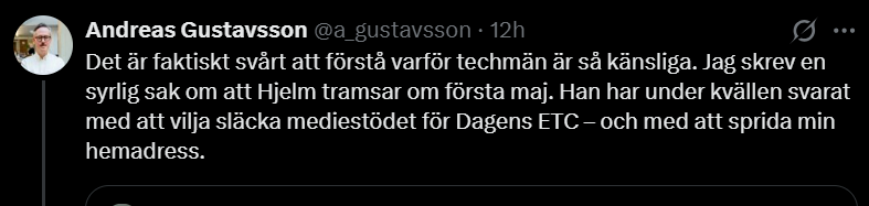 jackdoe's tweet photo. Att säga att någon har en bostad i innerstan är inte att sprida någons hemadress.😬 #svpol https://t.co/DgkU4Wldhu