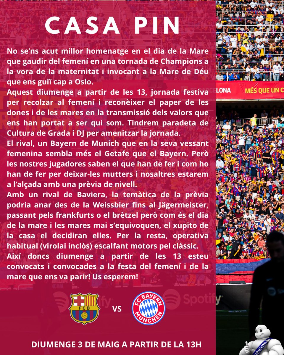 CasaPin_'s tweet image. Visca el femení i la mare que ens va parir!

#casapin #barça #femeni