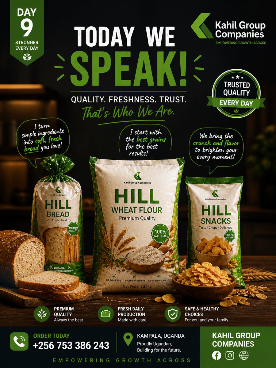 KAHILGROUP's tweet image. Quality you can trust. Freshness you can feel.
From flour to bread to snacks—we deliver excellence daily.
Order now: +256 753 386 243
Kampala, Uganda
#KahilGroup  #BuyLocal #UgandaBusiness #FreshFood