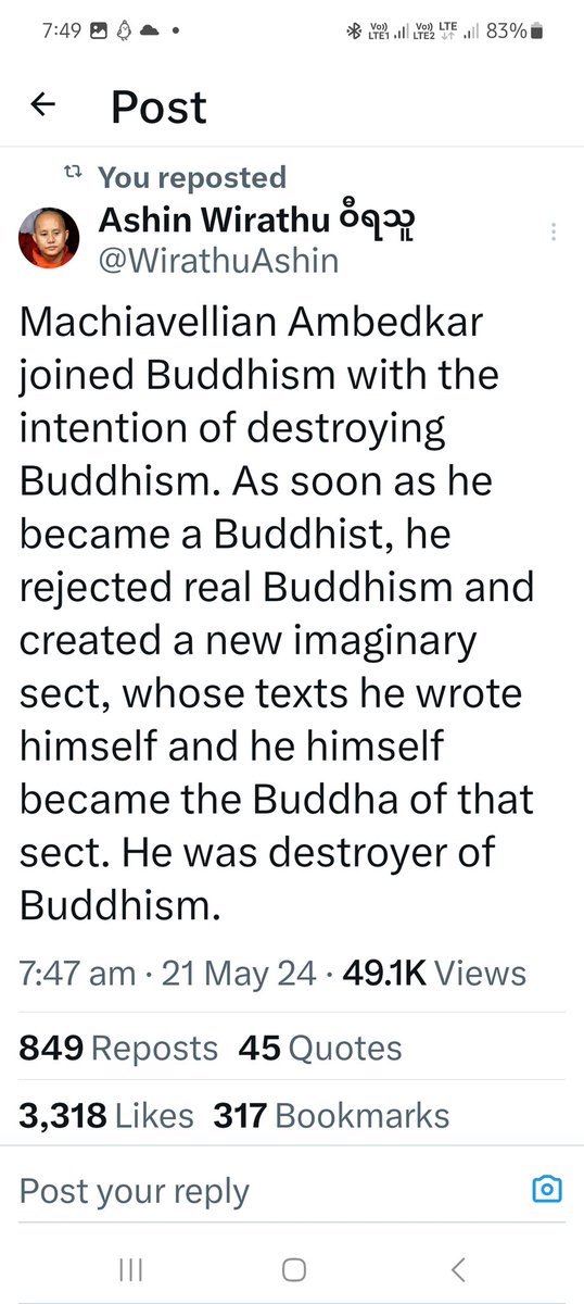 KrishnaBaba8704's tweet photo. @Prksh_Ambedkar
@bhantesumit
बौद्ध धर्म की स्थापना अशोक ने अपनी क्रूरता छुपाकर महान बनने के लिए किया था
जबकी नव बौद्ध की स्थापना बाबा साहब ने अपना वोट बैंक बनाने के लिए किया था
बौद्ध धर्म में भगवान विष्णु प्रथम देवता हैं
जबकी नव बौद्ध को ब्रह्मा विष्णु के नाम से बवासीर हो जाती है https://t.co/ACTq8jEOJ3