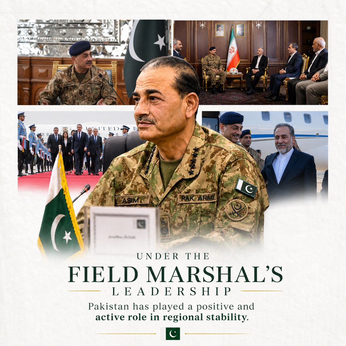 S_G_K1's tweet photo. Under the leadership of Gen Asim Munir, Pakistan has played a positive role in regional stability.
#FMAsim #GloballyHonouredCDF #PakistanArmy #RegionalStability #StrongLeadership "cdf fm asim munir" #TremendousRespectForCDF #pakistanpivotofpeace  #GreatRespectForPakistan https://t.co/S1AO1puMWV