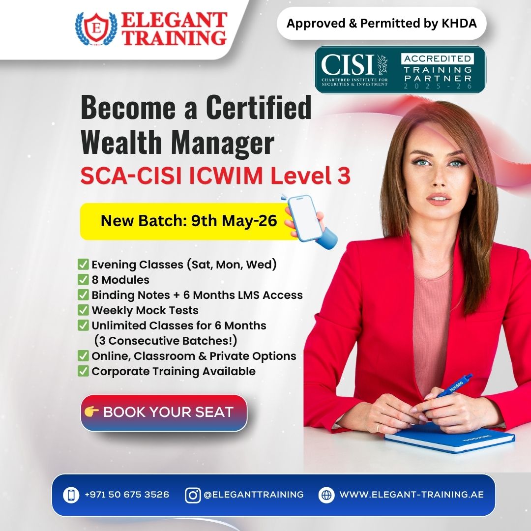 EPMDTDUBAI's tweet image. Master Wealth &amp;amp; Investment Management

SCA CISI ICWIM Level 3 | Starting 9th May

👉 Limited Seats | Enroll Now
📞 +971 50 675 3526
🌐 elegant-training.ae/en/course-deta…

#eleganttrainingcenter #CISI #SCA #UAEFinance #FinancialRegulations #WealthManagement #InvestmentManagement #ICWIM