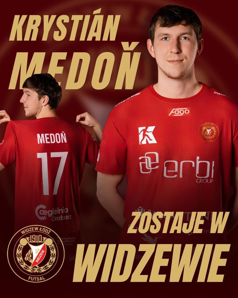 WidzewFutsal's tweet photo. Kristián Medoň zostaje w Widzewie Łódź Futsal!
Słowacki zawodnik wraca po kontuzji do pełnej sprawności i od przyszłego sezonu ponownie będzie stanowił o sile czerwono-biało-czerwonych. 🇦🇹
Krisu, zrobimy razem jeszcze sporo dobrego 💪🏻
#widzew #futsal #wjednościsiła #wracaMy https://t.co/3Z0EENB2CH
