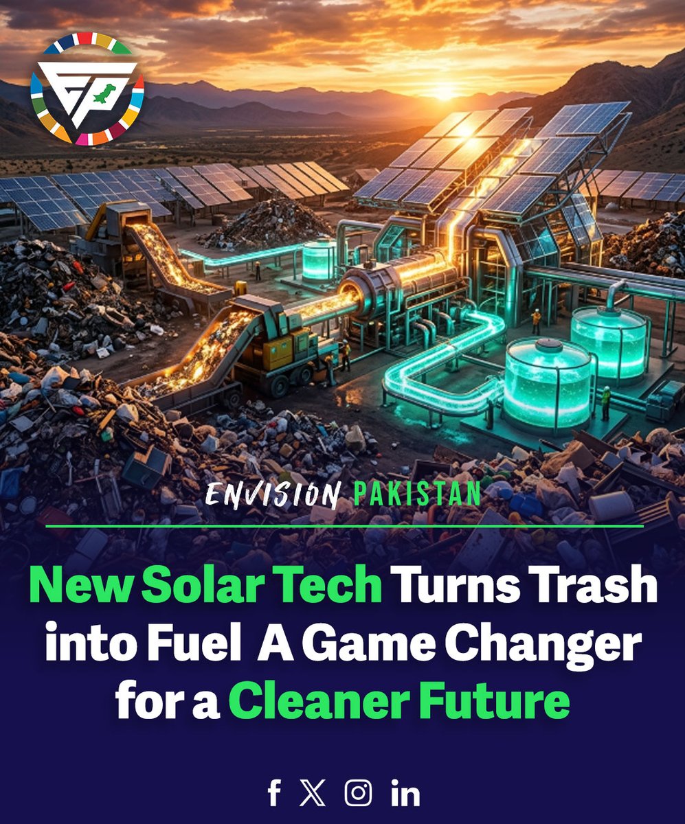 EnvisionPak's tweet image. 🌞♻️ Trash into fuel? New solar tech makes it possibleLess waste 🗑️ + more energy 🔋 = cleaner future 🌍✨#CleanEnergy #SolarPower #Innovation #Sustainability #EnvisionPakistan