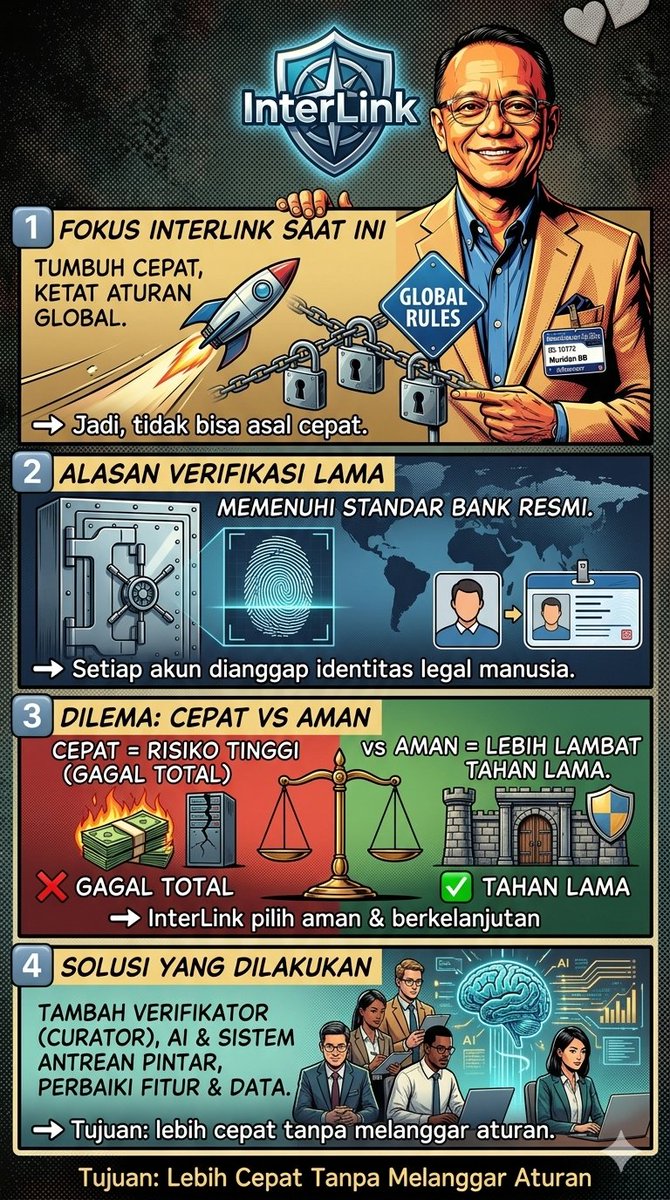 MuridanBb3's tweet image. InterLink tumbuh cepat, tapi tetap utamakan keamanan dan regulasi—verifikasi diperkuat dengan AI dan sistem cerdas agar lebih cepat tanpa risiko.
#InterLink #ITLG #ITL