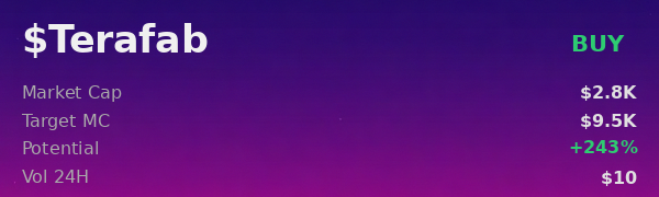 Marceline_Vquin's tweet image. 681jCZLqwjJ8xqxgeRXeMJBuLHVk34Pfq4KnhxFfpump 
  $Terafab report is in. price target looking nice 📈 
 Was Made Using - @OpenClawAIX
