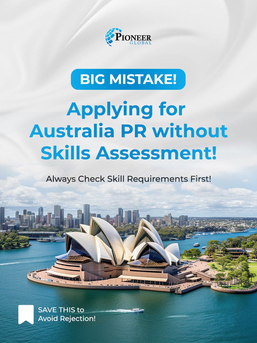 services16122's tweet photo. BIG MISTAKE! 🚫

🇦🇺 Many applicants rush to apply for Australia PR without completing their Skills Assessment and end up facing instant rejection.

#Pioneer #AustraliaPR #SkillsAssessment #MigrationTips #AvoidRejection https://t.co/N6sXo406Oh