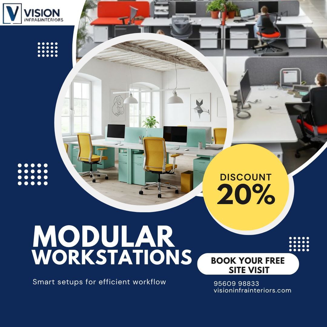 VisionInfrainte's tweet photo. Upgrade your office with Vision Infra’s modular workstations—designed for productivity and modern vibes. 🏗️

🔥 Special Offer: Get 20% OFF today!

Book your FREE Site Visit:
📞 95609 98833
🌐 https://t.co/aINhjLoY1H

#OfficeInteriors #Noida #Workstation #VisionInfra https://t.co/0vleEmcsCh