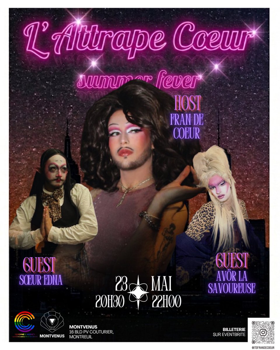 itsfrandecoeur's tweet photo. 🌞FRAN DE CŒUR présente: L’ATTRAPE-CŒUR #4 SUMMER FEVER🌞

Le 23 mai au Montvenus à Montreuil avec @ednasoffice et @avor_la_savoureuse 

Billetterie juste en dessous: https://t.co/1bs4vTVzCO
