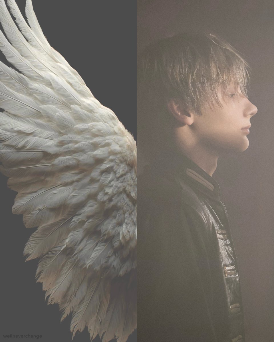 weIIneverchange's tweet photo. hueningkai is the only person i can actually picture with angel wings like they’re truly part of him https://t.co/V5UuqcQsE4