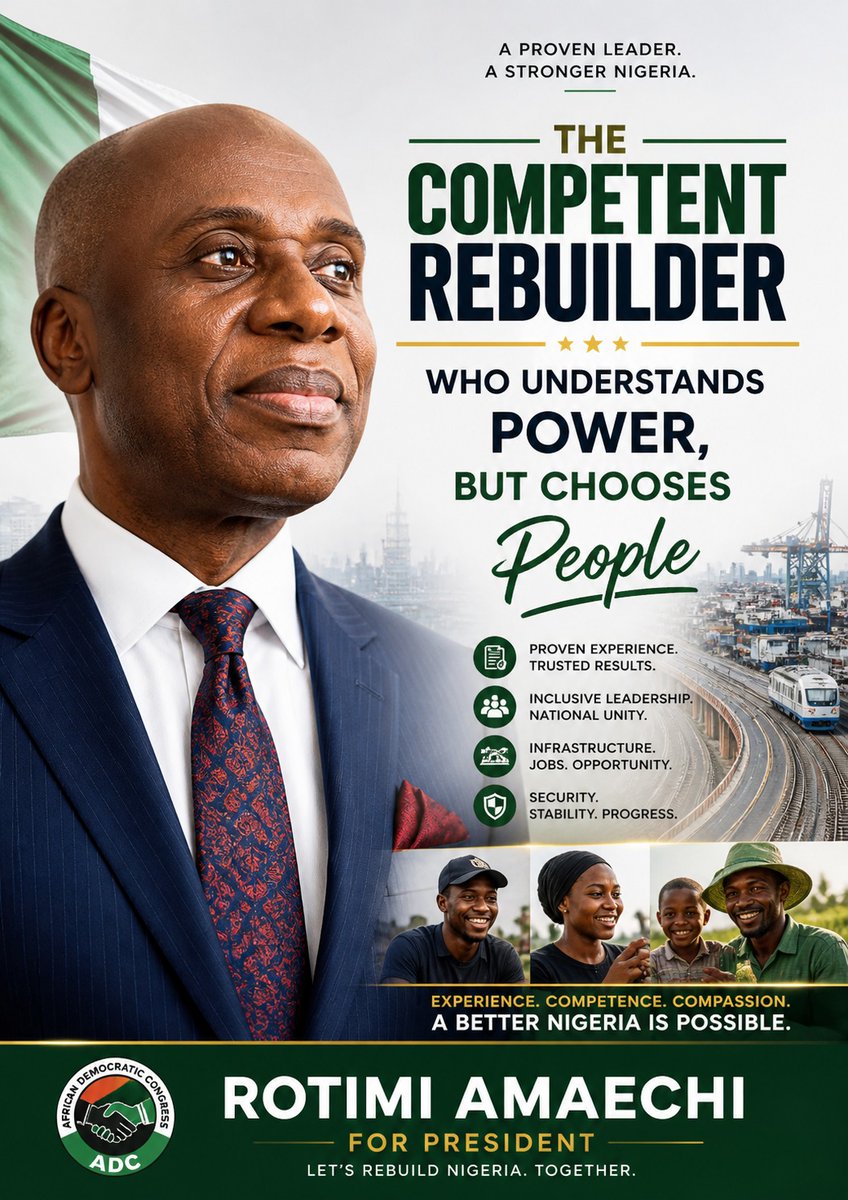 Adee__mighty's tweet photo. *Nigeria doesn’t need more noise we need results.*

I’ve seen how power works. I’ve managed it. I’ve delivered with it.

But power means nothing if it doesn’t serve the people.
.......Rotimi Ameachi 

#LeadershipThatWorks #NigeriaNeedsResults #FixNigeriaWithAmaechi https://t.co/nQrbQTcVzF