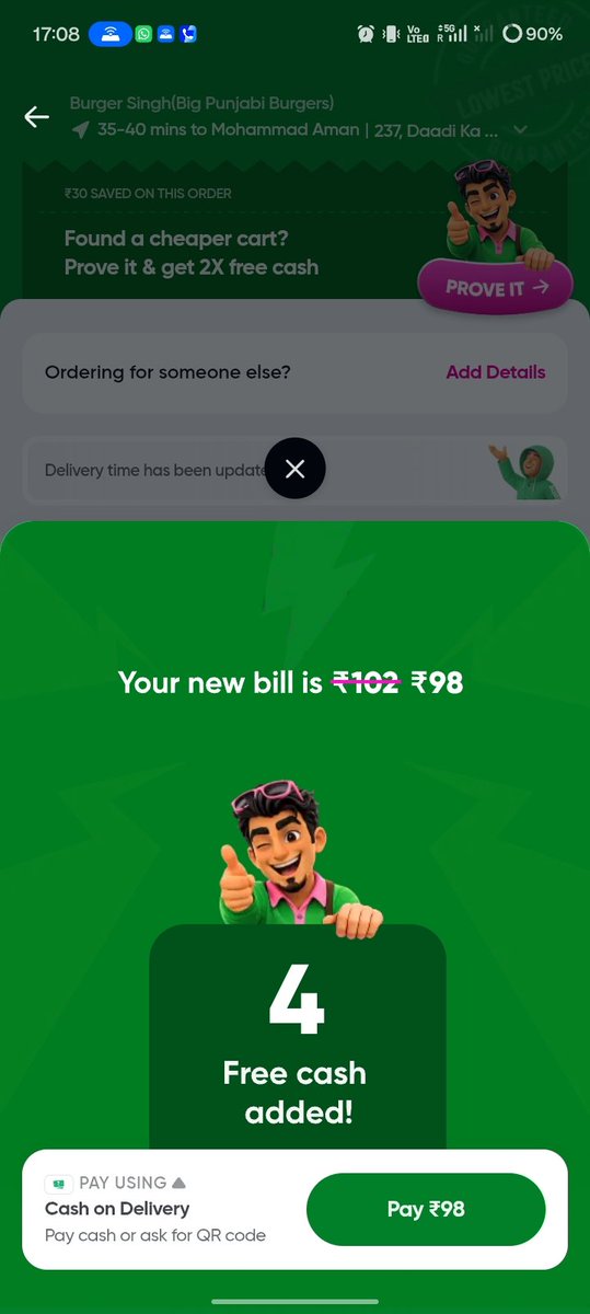 wtf__ammu's tweet photo. Hey @Swiggy, found a bug in your Toing app.. cheaper cart claim offer — edited screenshots are getting accepted 😅
Reported it responsibly. Fix it soon… and maybe reward me with some free food? 🍔 #swiggy #swiggyindi https://t.co/ZGew5eSK3F