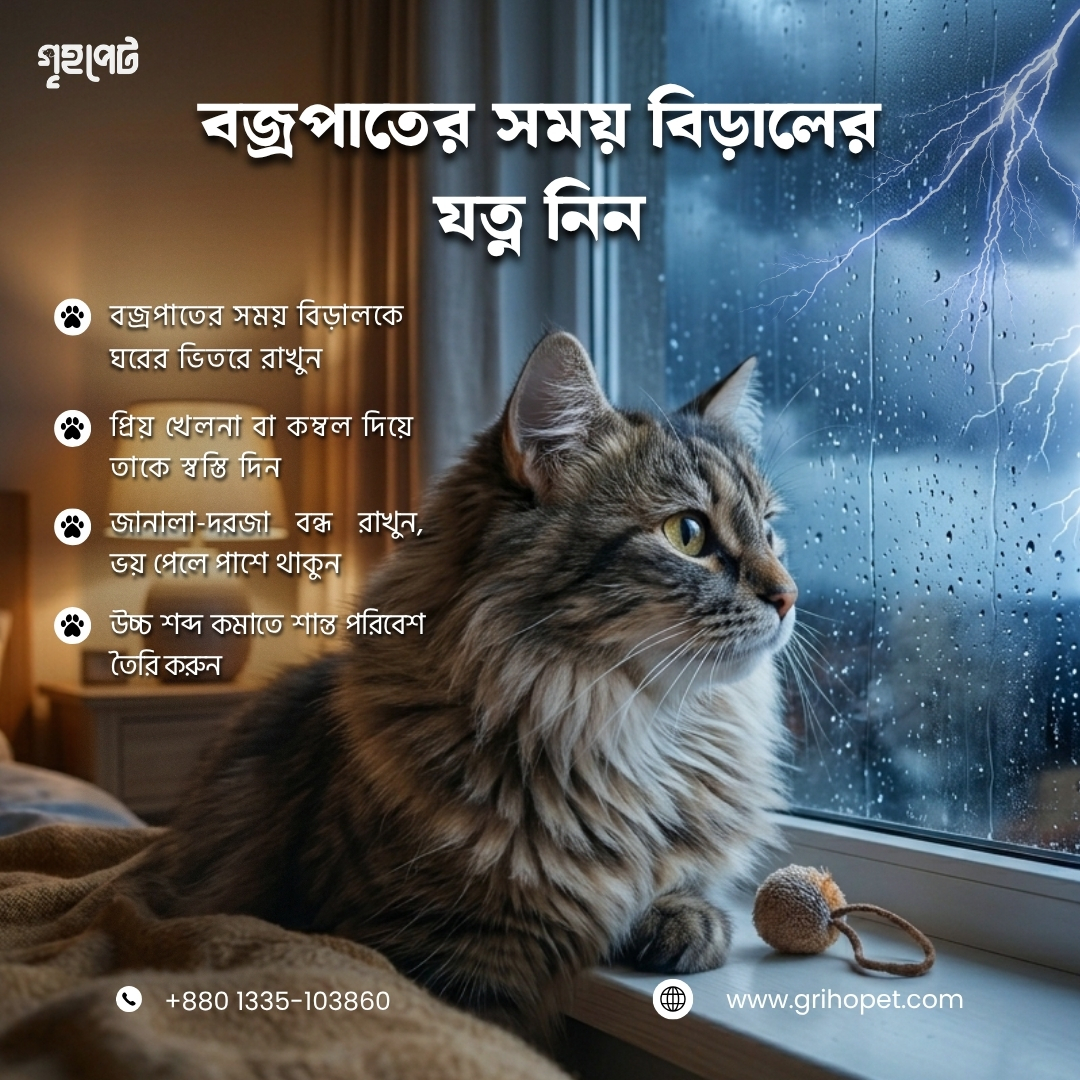 GrihoPet's tweet image. বজ্রপাতের সময় আপনার আদরের বিড়ালের বাড়তি যত্ন নিন এবং তাকে সুরক্ষিত রাখুন। সুস্থ ও নিরাপদ থাকুক আপনার পোষা প্রাণী।
#grihopet #catcaretips #petsafety