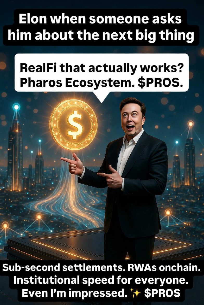 Web_guy01's tweet photo. @Kiwi_Nod 
Elon approved vibes for the Pharos Ecosystem   When even the meme lord sees the real infrastructure play ,$PROS powering RealFi at scale.  

0x9A2ab50aFD6a2163B26b7be3eA81D3D56a0e6690 https://t.co/1VPEzJOKly