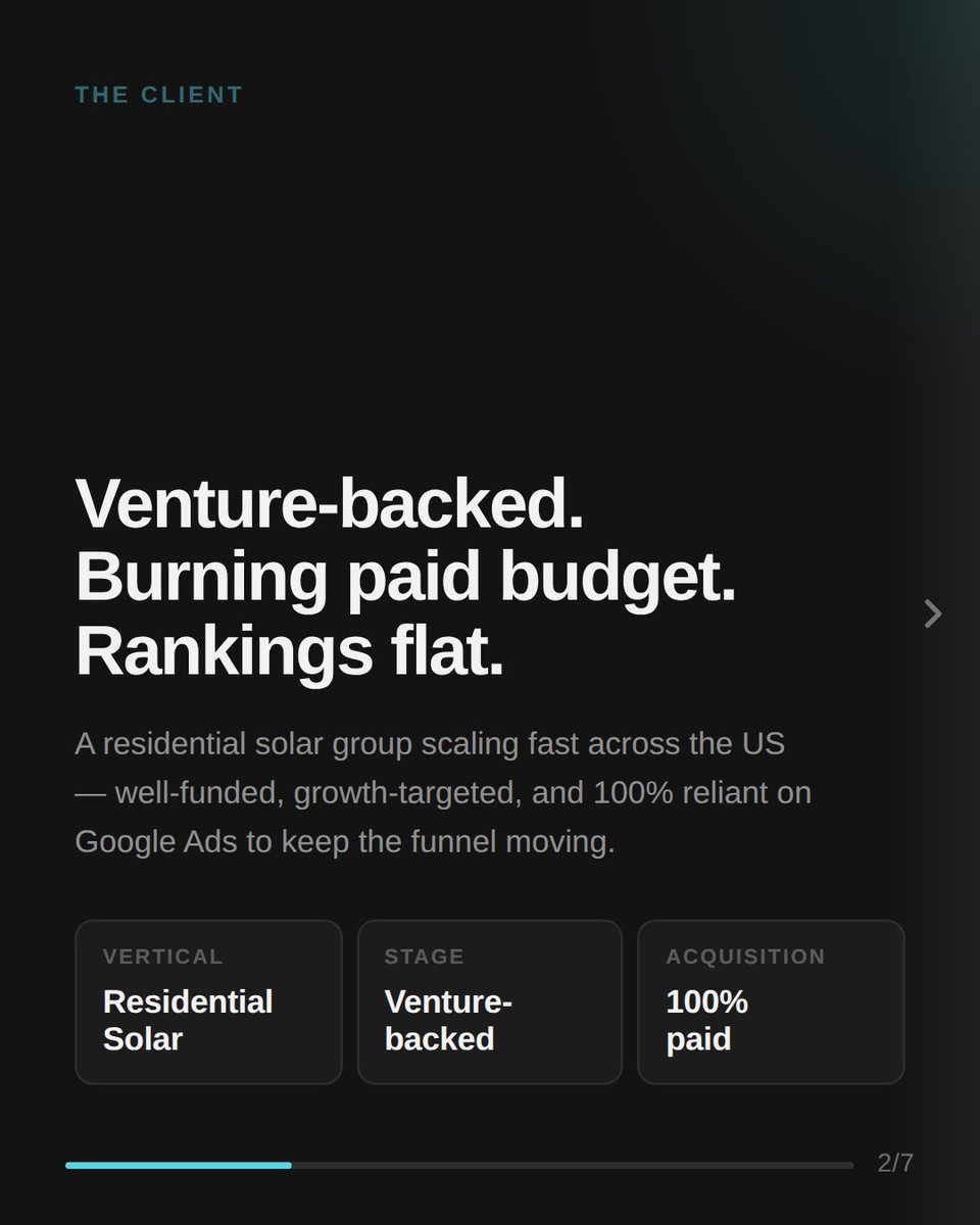 IndexedAgency's tweet photo. How we turned SEO into $1.1M in revenue for a venture-backed solar group — in 10 months.

We rebuilt the search foundation, mapped content to pipeline, and reported alongside paid in board decks.

The result: $1.1M closed-won, $1.5M pipeline, #1 ROI channel. https://t.co/OV1iRu5JGb