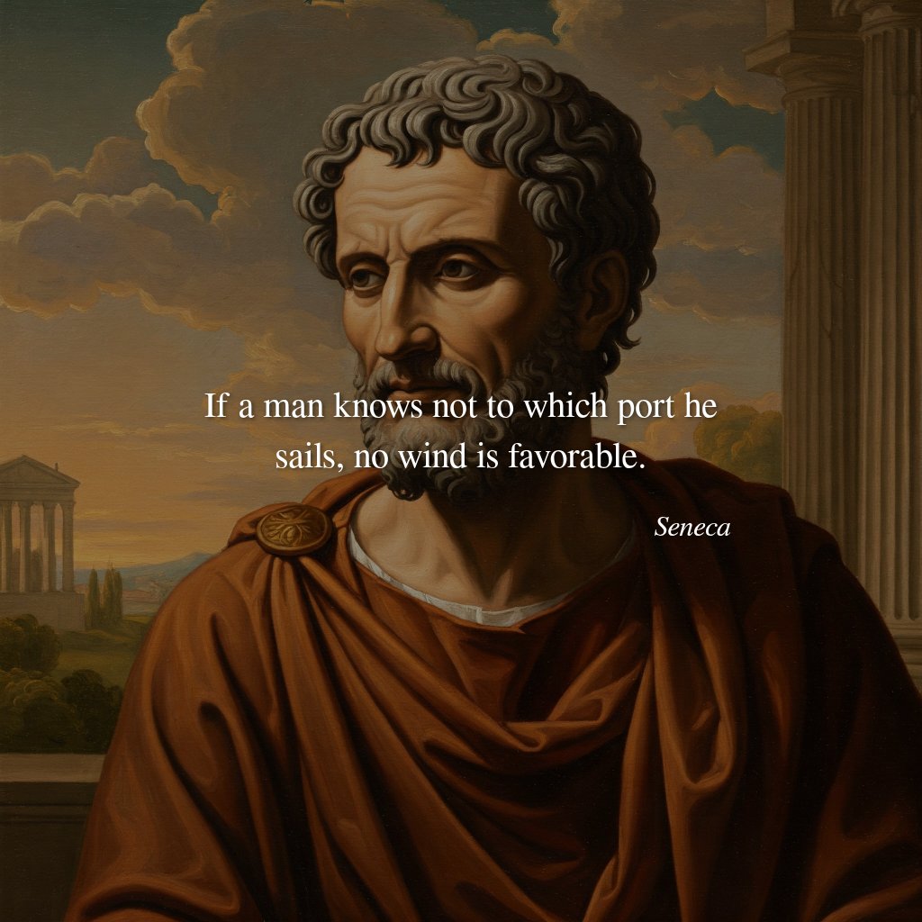 _stoicteacher's tweet image. "If a man knows not to which port he sails, no wind is favorable." 
 #philosophy