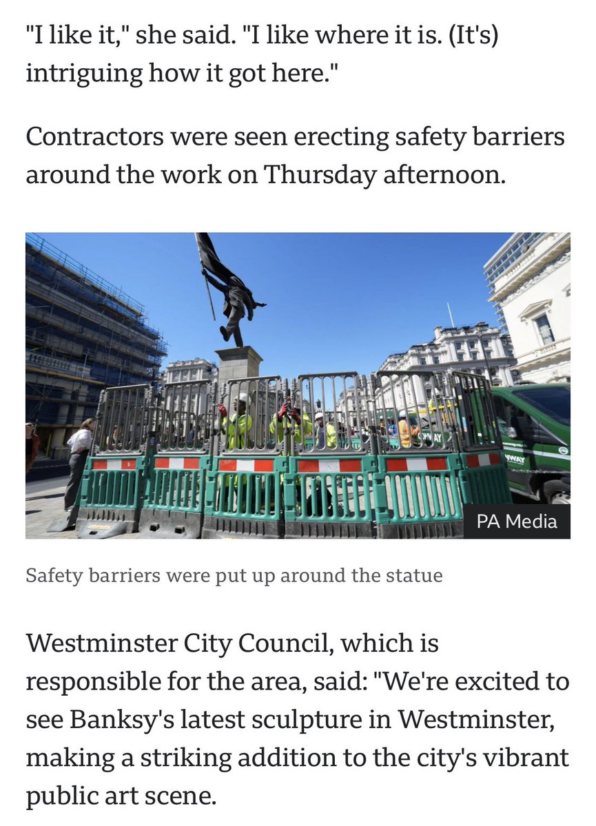 How phenomenally ‘Yookay’.

A regime-approved satirist produces a superficially interesting but substantially trite and tired piece of propaganda art, but the health-and-safety arm of the state simply cannot help itself even to act in its own interests, and just has to hi-viz it.