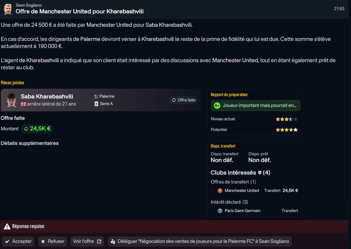 ZakariusMrn's tweet image. ⚽️Kharebashvili vaut entre 80 et 95 Millions dans ma save après 5 saisons...... proposition de Manchester United : 24500€ 🤡😂
(il a encore 18 mois de contrat)

🎥en live #Twitch aujourd'hui à partir de 11h30 

📺twitch.tv/zakarius

#Footballmanager #FM26