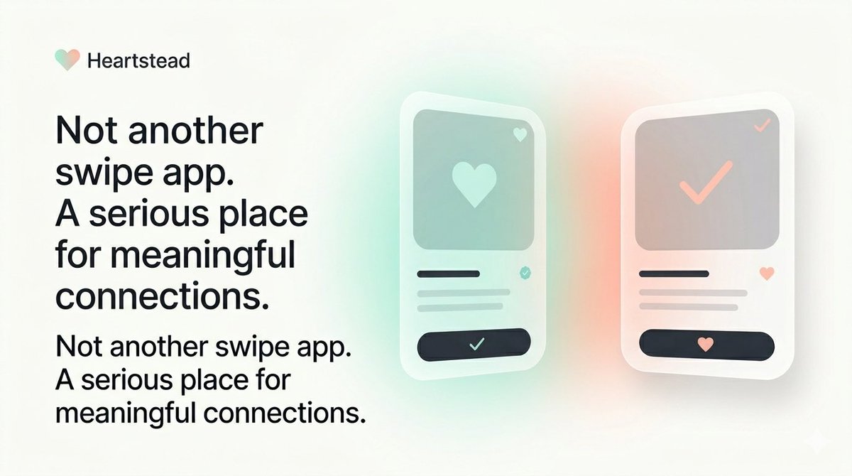 JoinHeartstead's tweet photo. Not another swipe app.

Heartstead is built for adults who want something real — with privacy, intention, and respect at the center.
A calmer way to meet someone meaningful. 🤍

#Heartstead #DatingApp #OnlineDating #SeriousDating #MeaningfulConnections #ModernDating #RelationshipGoals #PrivacyFirst #DatingLife #FindLove