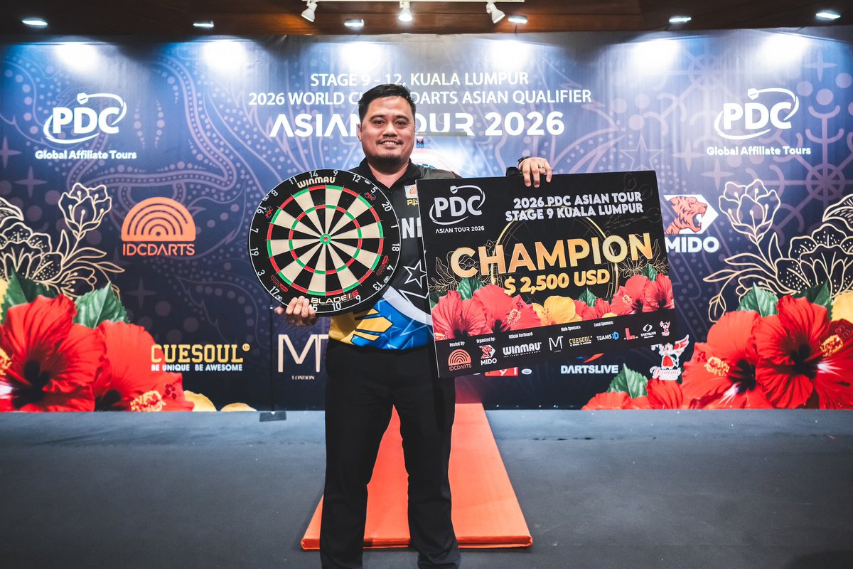 PDC_Asian_Tour's tweet photo. 2026 PDC Asian Tour 9 Kuala Lumpur Winner List : 

Champion :  Quijano, Aris

Finalist : Azemoto, Ryusei 

Semi Finalist : 

Arihara, Ryuta 

Tan, Jenn Ming

Congratulations ! https://t.co/k0CwVI8EeA