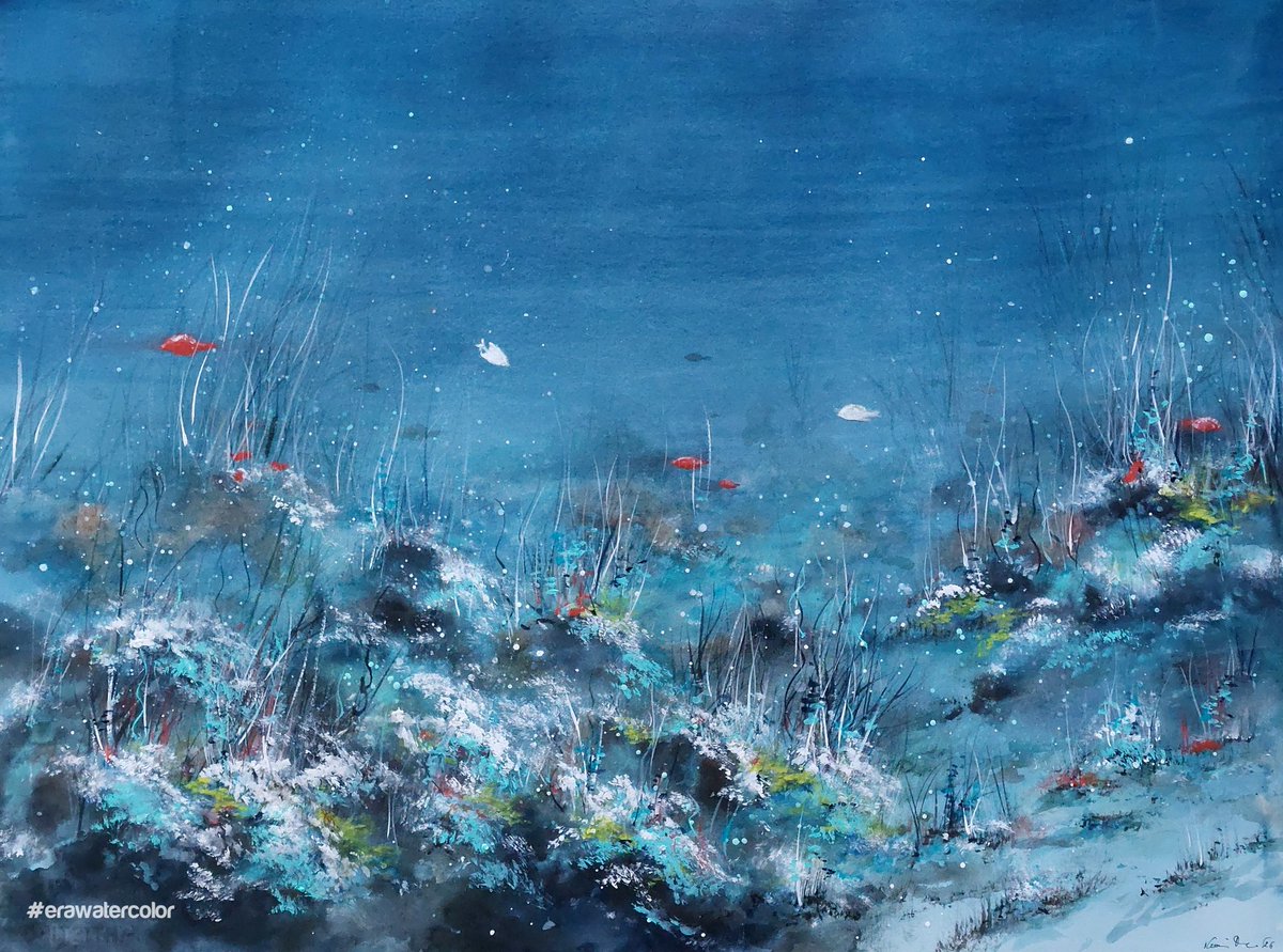 kocsi_erika's tweet image. #Marine life. /latest version/.
My #watercolor #painting. 
#art #sealife #nature #water