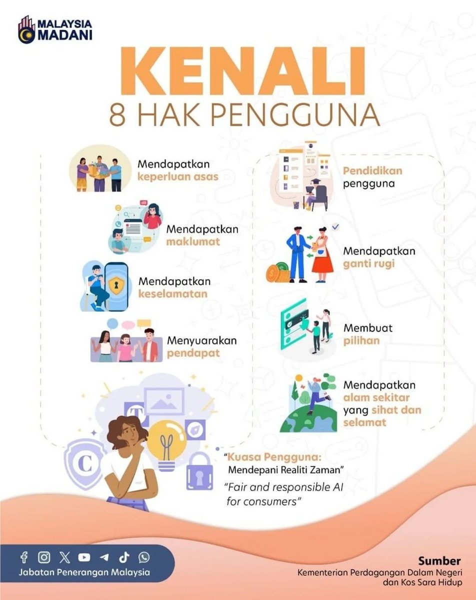 JapenPahang's tweet image. #Repost @japenmalaysia
...
Kenali 8 hak pengguna — daripada keperluan asas, maklumat dan keselamatan hingga hak membuat pilihan dan mendapat ganti rugi. 🛡 Pengguna berhak bersuara serta menikmati persekitaran yang sihat dan selamat. 🌱
