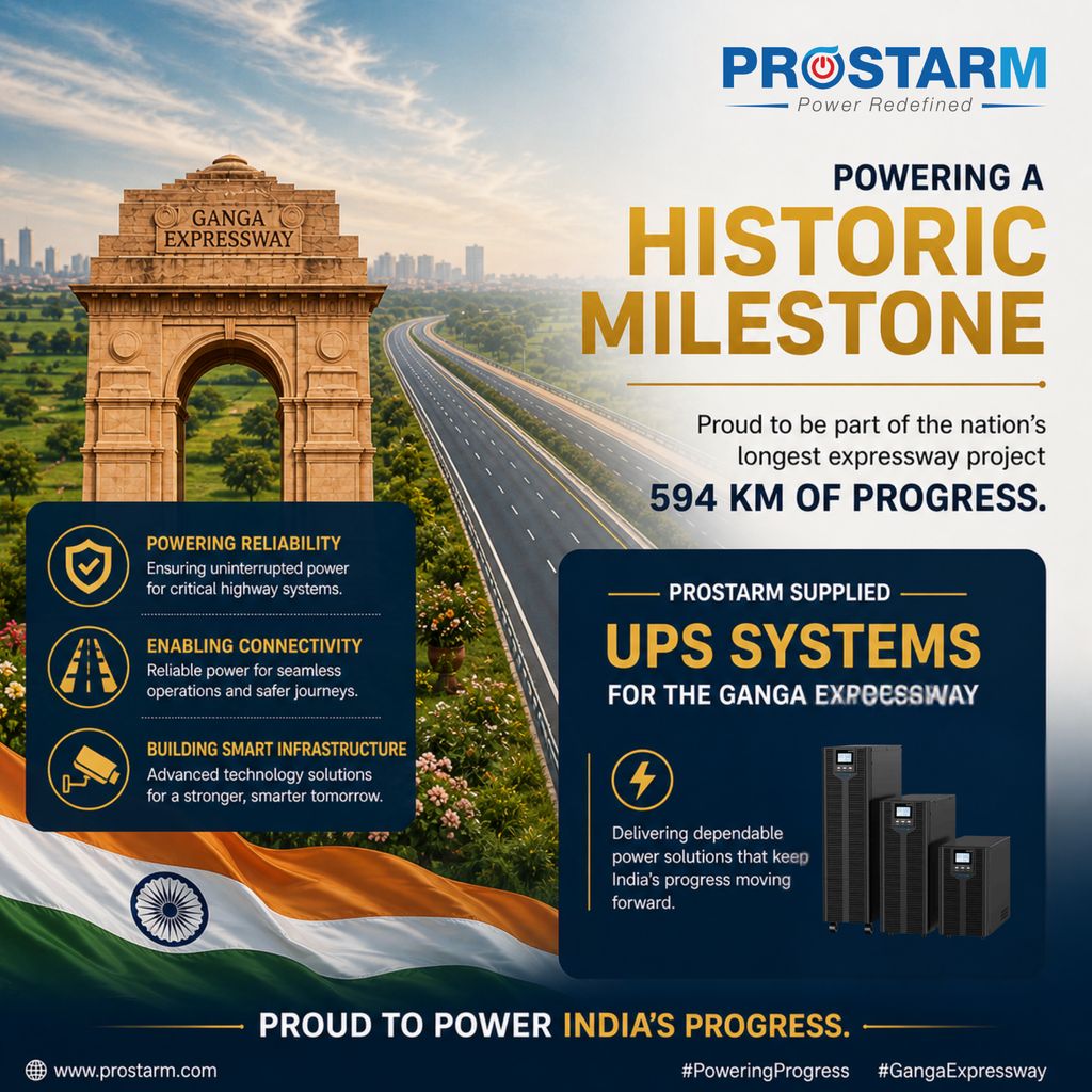 prostarm_india's tweet image. PROSTARM is proud to power the Ganga Expressway, India’s longest project at 594 KM. We have successfully supplied high-performance UPS systems to ensure 24/7 reliability for critical highway operations and traveler safety. #PROSTARM #GangaExpressway #MakeInIndia