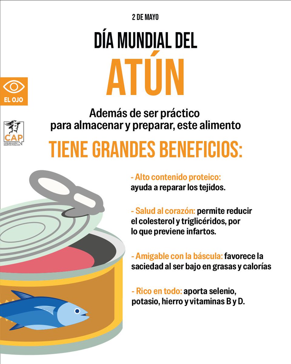 ComunicacionCap's tweet photo. En la temporada estival, uno de los alimentos favoritos en las dietas es el #atún. Además de ser asequible y fácil de almacenar, es un alimento completo que ayuda a la salud.
La Fundación Profesora #EvaRodríguezDeCamou, a través de una donación de #Tuny, implementaron un programa alimentario con este producto, con el que beneficiaron a miles de personas. #CAPInforma.