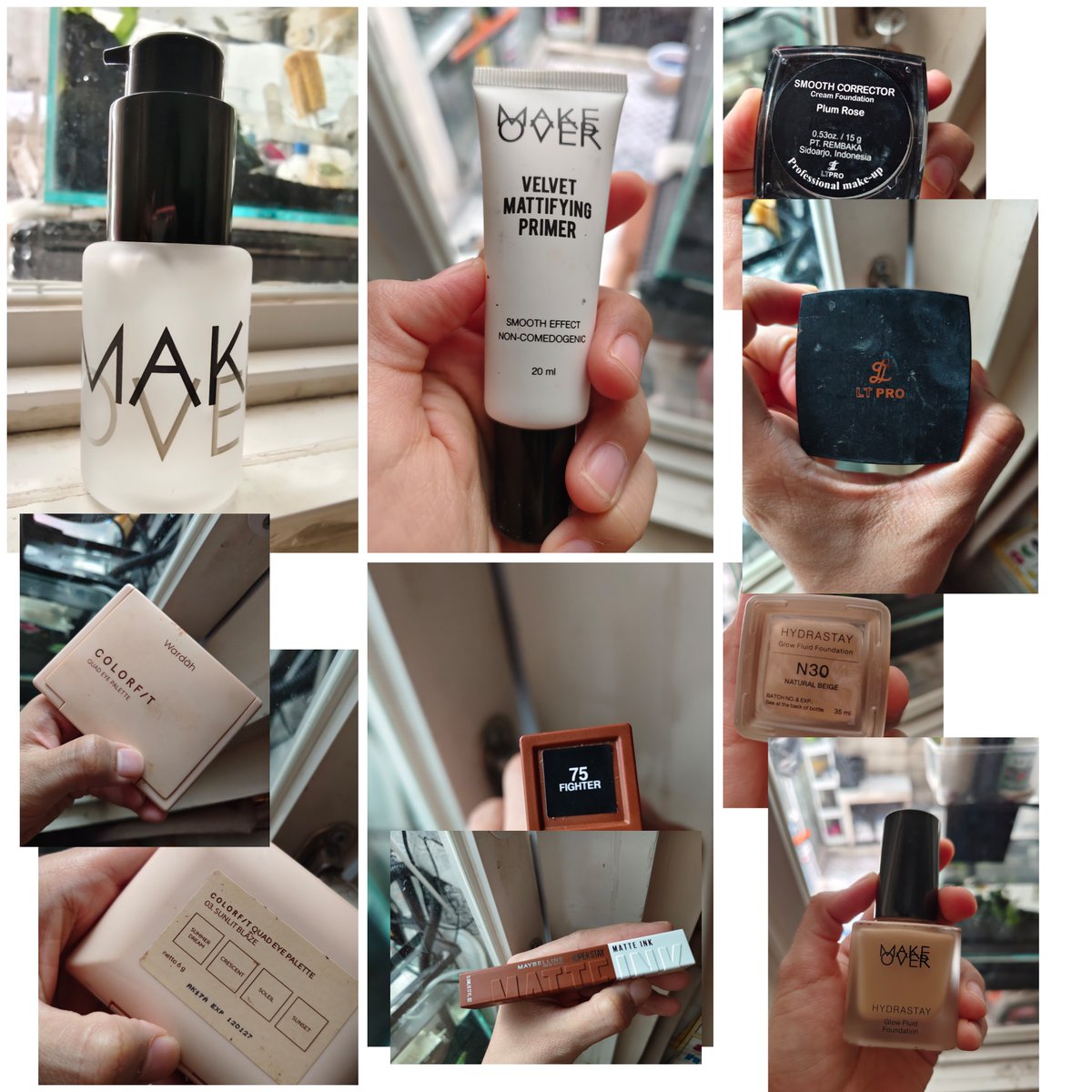 matthiasview's tweet photo. WTS 
Dijual murah meriah semua karena masih lanjut edisi bersihin koper make up, lama nggak dipakai habis libur make up an jadi rata-rata isi masih banyak.
Lansung oren ya.

https://t.co/R1hSWtiixC https://t.co/MqrbZkRE1s