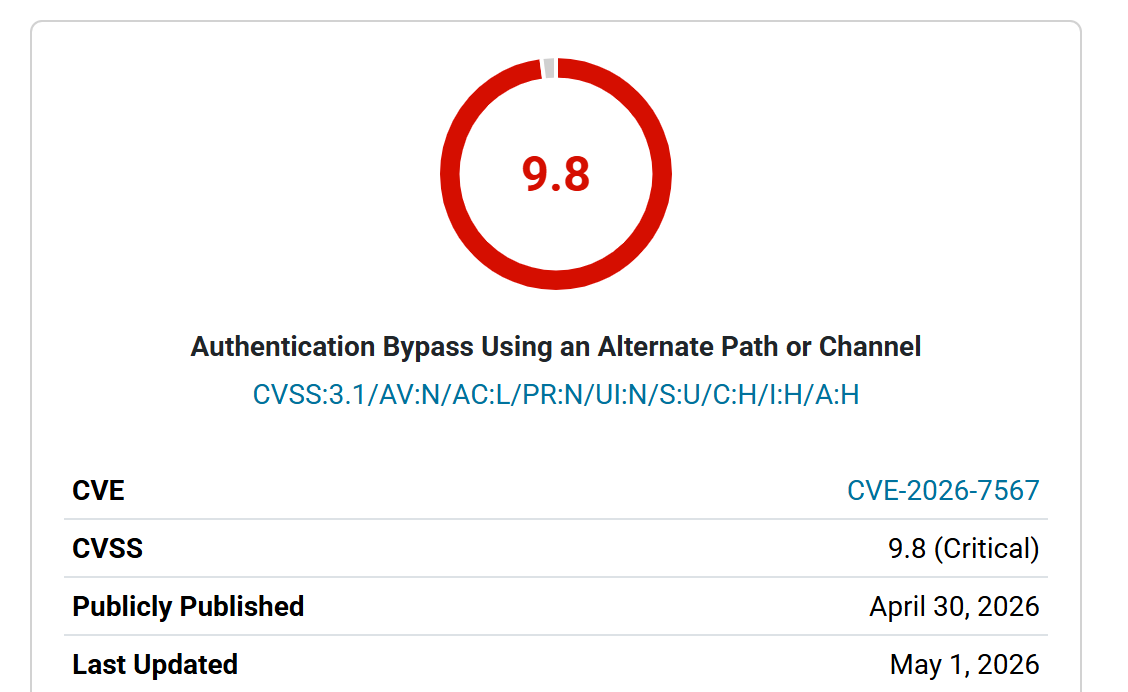 the_yellow_fall's tweet photo. A critical 9.8 CVSS vulnerability in the Temporary Login plugin puts 40,000+ WordPress sites at risk of account takeover. Patch to version 1.1.0 now!

#WordPressSecurity #CVE20267567 #InfoSec #CyberSecurity #AccountTakeover #WPAdmin #WebSecurity
https://t.co/GFhrwZeecG https://t.co/JzZi1vomLl
