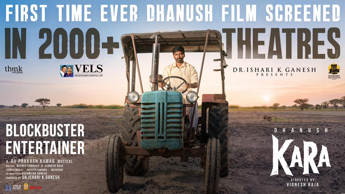 view7media's tweet photo. First time ever in 2000+ theatres for a Dhanush film 🔥
Book your tickets now ♥️
🔗 https://t.co/L4MWakZHJ0
#KaraBlockbuster
🤍
🔗 Link in bio
A @gvprakash vocal &amp; musical 🎶 
A @yughabharathi lyrics ✍🏻
#KaraFromApril30
Directed by @vignesh_raja
Produced by @dr.isharik.ganesh https://t.co/x4SKzySojb