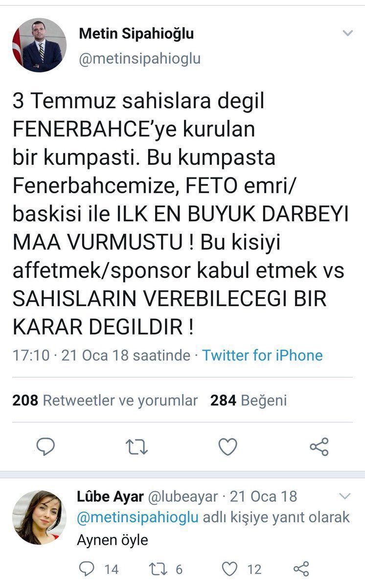 filaligs2's tweet photo. 3 Temmuz deyince akla ŞİKE gelecek. ŞİKE akla gelince FETÖCÜ dediğin kulübünün stadyum sponsoruna para karşılığı başkan adaylığını PEŞKEŞ çekişiniz akla gelecek. Yok öyle ishal ağzınla dün ettiğin lafı bugün etmemiş gibi davranmak tarlacı kuduruk. https://t.co/RrLN9UTy1V
