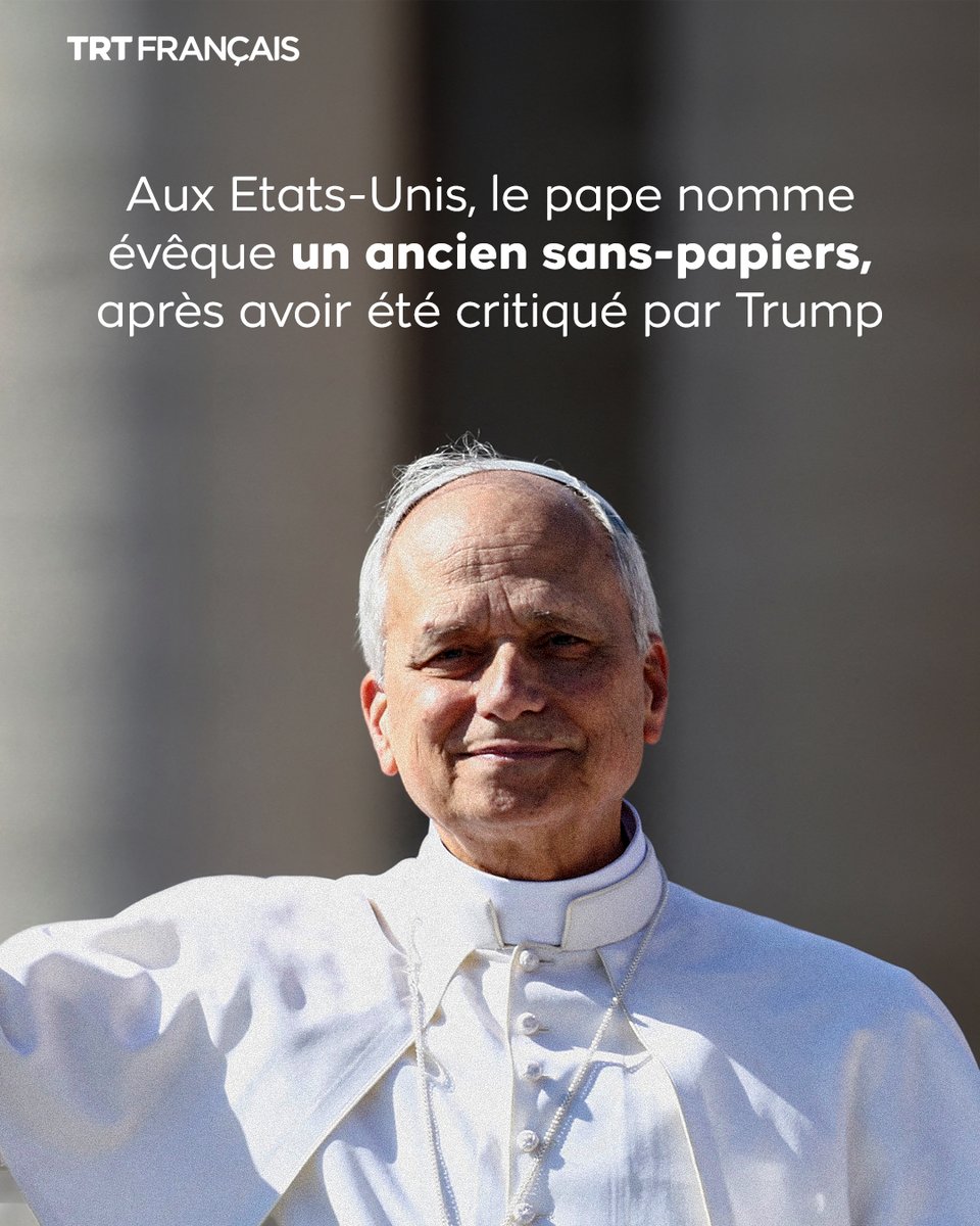 trtfrancais's tweet photo. Le pape Léon XIV a nommé un ancien immigré sans-papiers comme évêque d'un diocèse aux Etats-Unis, vendredi 1er mai, après avoir critiqué la guerre lancée contre l'Iran et la politique de Donald Trump sur l'immigration. Evelio Menjivar-Ayala a été nommé du diocèse de Wheeling-Charleston, en Virginie-Occidentale, alors qu'il est actuellement évêque auxiliaire à Washington.

Originaire du Salvador, cet homme de 55 ans a émigré aux Etats-Unis en 1990, selon le site internet du diocèse de Washington. Il a raconté être né dans la pauvreté et avoir fui le conflit armé dans son pays en émigrant clandestinement aux Etats-Unis. D'abord arrêté au Mexique alors qu'il tentait d'entrer aux Etats-Unis, il a dit dans une interview l'année dernière avoir versé un pot-de-vin pour être relâché, et avoir franchi la frontière à Tijuana. Il a été ordonné prêtre en 2004, puis évêque en 2023