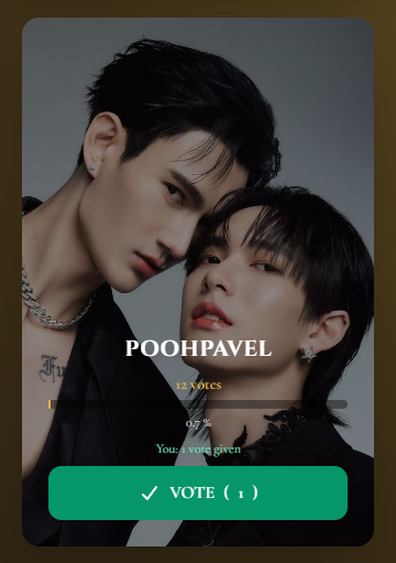 PuLovePew's tweet photo. Vote for PoohPavel
best BL couple : #poohpavel
best BL series : GBYFD

link: https://t.co/gMKziXIqUj

#ppoohkt #pavelphoom https://t.co/G7s2vwK0Ff