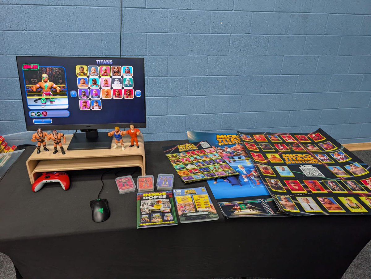 MicroTitanMania's tweet photo. We're at Cardmania at the University of Leeds today!

￼🎮 Come try out our demo!
🃏 Get unique Micro Titans Wrestling trading cards!
🤔 See unrevealed Legendary Titans!
🤝 Meet the team!

We're here all day, so come say hi! 👋 https://t.co/cgKM1zCo9r