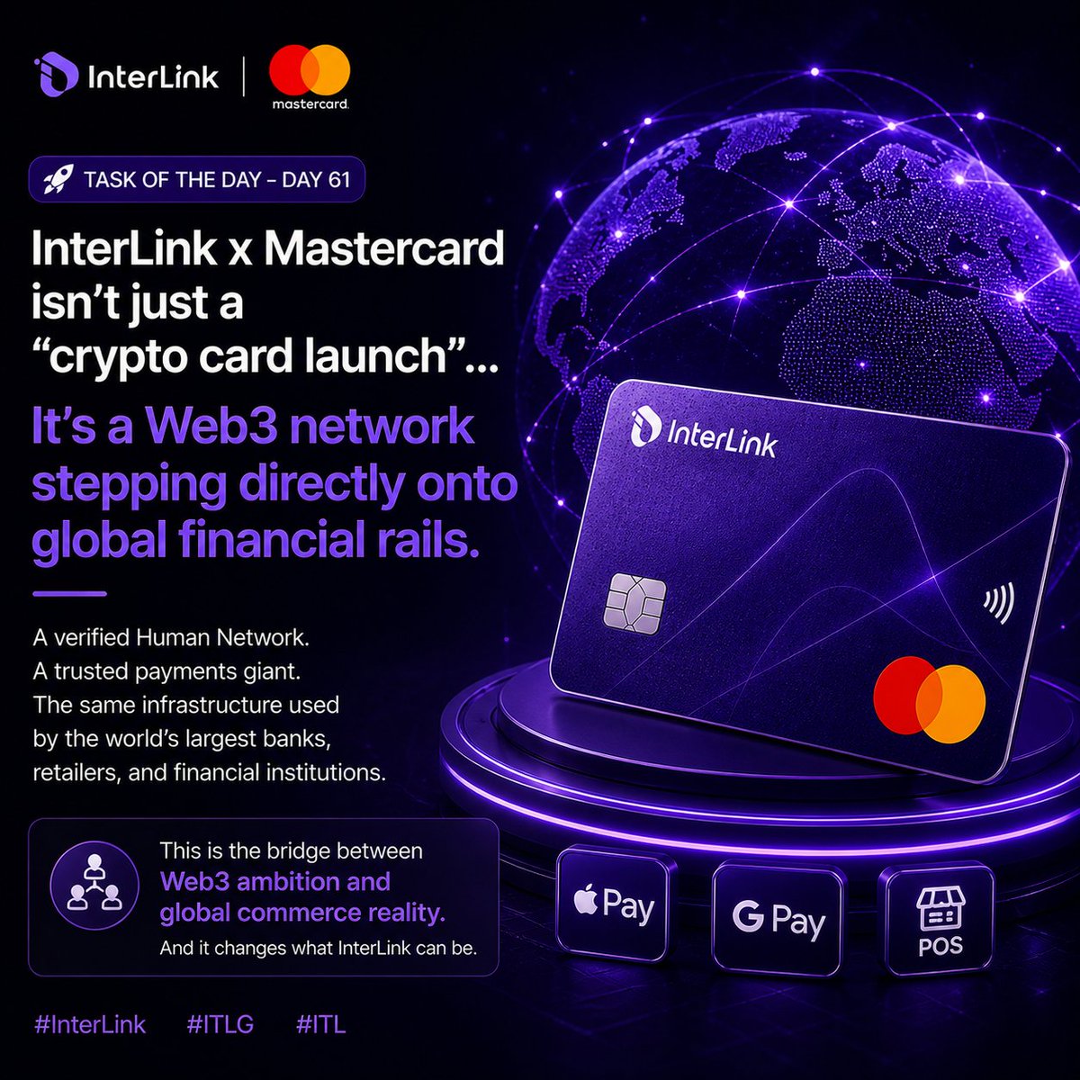 AttobrahNuhu's tweet image. 🚀 InterLink partnering with Mastercard isn’t just a “crypto card launch”…
It’s a Web3 network stepping directly onto global financial rails.
That’s a very different level of infrastructure.
Most people are still treating this like a normal update — it’s not.
#InterLink #ITLG