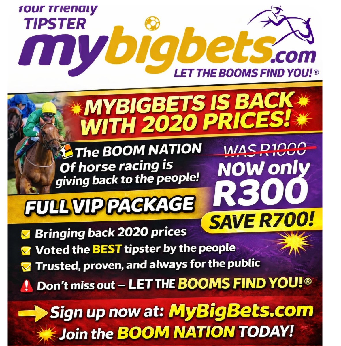 MyBigBets1's tweet photo. 🌄Good Day....🙏🏽💫
💰💰💰HAVE A GOOD DAY💰💰💰
🏇🏻🏇🏻🏇🏻⚽️⚽️⚽️⚽️🏇🏻🏇🏻🏇🏻🎙🎙🎙
⏬️⏬️⏬️⏬️⏬️⏬️⏬️⏬️⏬️⏬️⏬️⏬️
📣 2020 PRICES 💥
📣 NOW ONLY R300 💥
📣 30DAYS FULL VIP ACCESS 💥
📣 80 FREE MERCH POINTS 💥
🌟BRINGING BACK 2020 PRICES FOR THE PEOPLE🕺💫💃
🌟Voted the best HorseRacing Tipster by the people for the people and now we’re giving back to YOU🏇🏻⚽️🎙✅️
MYBIGBETS 🏇🏻⚽️🎙💲💰
®️ LET THE BOOMS FIND YOU®️
@mhlayisto @MisterPule
@carlosdankworth @Dankobetway @fernand05666736 @JasonSham833888
@annieTG24
#MYBIGBETS #HorseRacing #HorseRacingTips #HorseRacingTpsters #betway #Saturday #BettingTwitter #boom #biggie