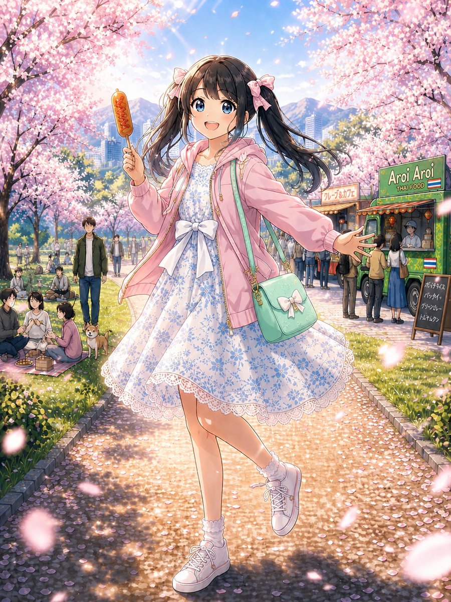 うっかりポストし忘れてたイラスト 春のおでかけ🌸🍙 #AIArt #AI