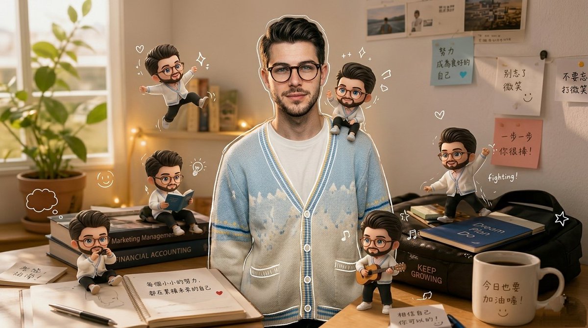 Miniature Moments of a Young Man in a Cozy Study - PromptGather image 1