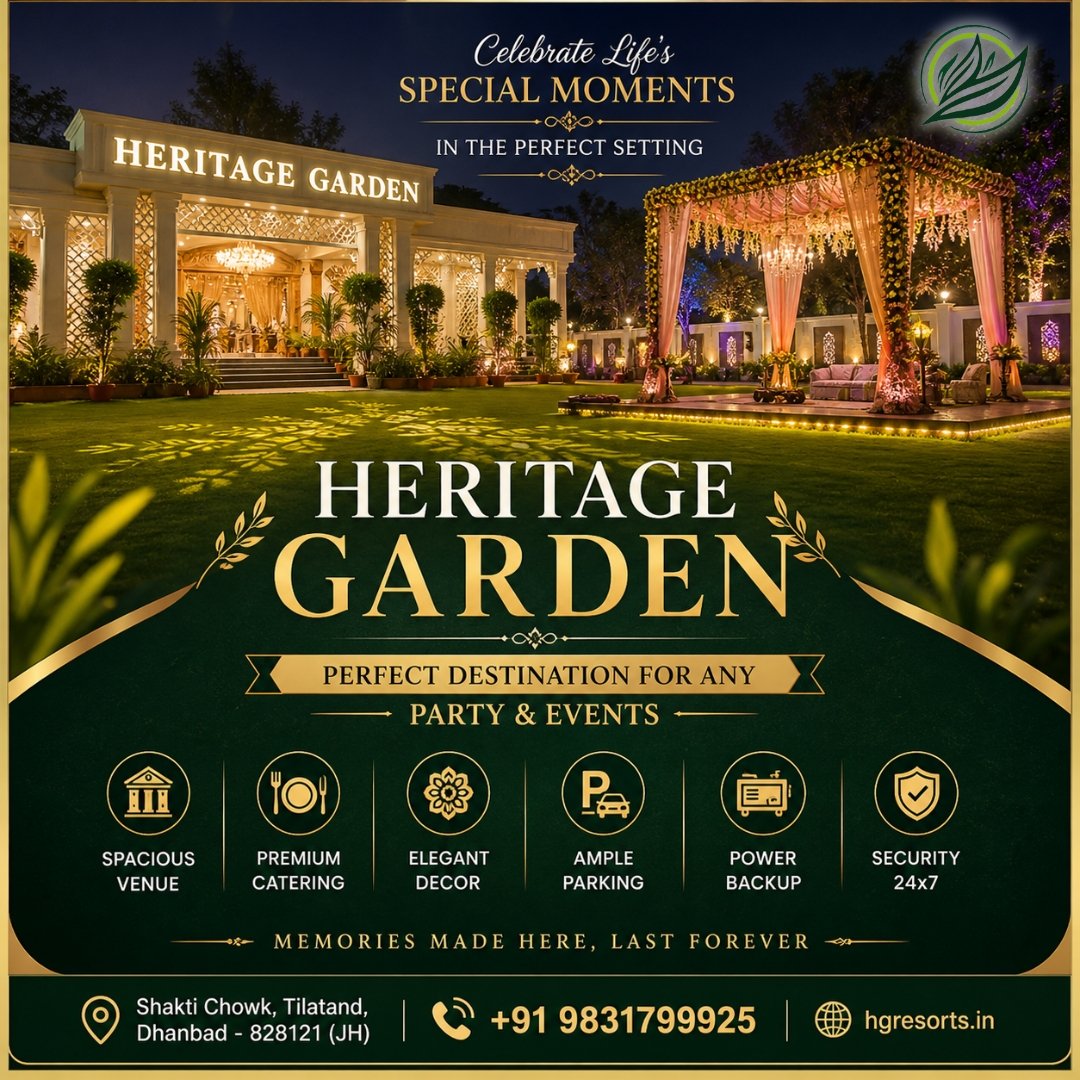 hgresort's tweet photo. The perfect destination for any party or event is finally here! 🎊🎈

 From stunning decor to seamless power backup, we handle the details so you can focus on the memories.

📞 Call us at +91 9831799925 to book your date!

#PartyVenue #Dhanbad #HeritageGarden #EventPlanning https://t.co/MH0ZqbTvtv