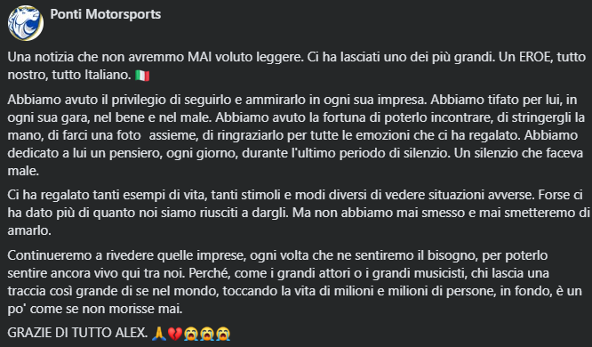PontiRacing's tweet photo. Ciao #AlexZanardi https://t.co/ovKvrdpfHc